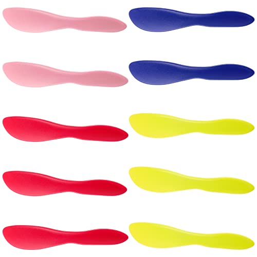 Perthlin 10 Pieces Plastic Butter Spreader Multi Purpose Butter Knife Spreader Versatile Knife Frosting Knives for Soft Cheese Cream Icing 7 x 14 InchRed Green Blue Pink