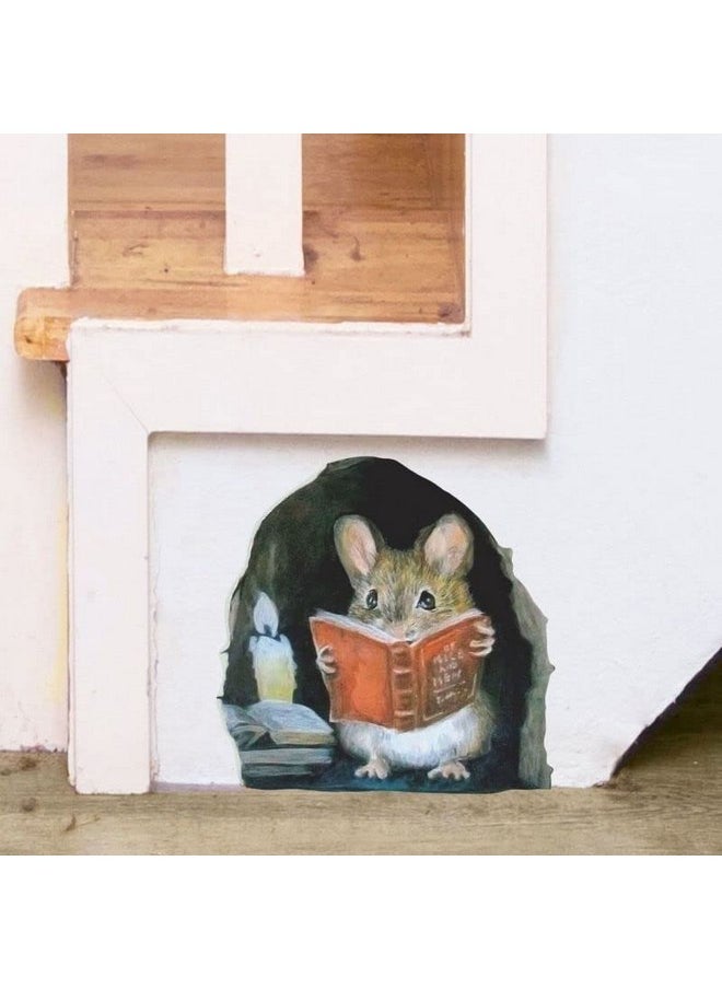 Generic - 3PCS 3D Realistic Mouse Wall Stickers, Mouse Reading Book Wall Decals Wall Decor, Removable Wall Art Murals for Living Room Nursery Bedroom Kids Room Home Wall Decoration - Image 1