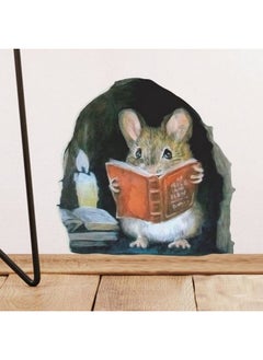 3PCS 3D Realistic Mouse Wall Stickers, Mouse Reading Book Wall Decals Wall Decor, Removable Wall Art Murals for Living Room Nursery Bedroom Kids Room Home Wall Decoration