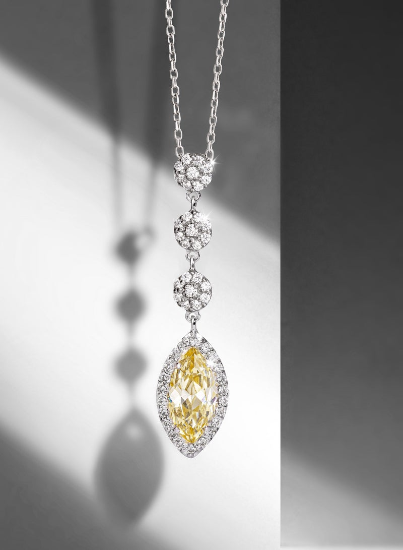 AWNL Golden Dawn Necklace for Women – Pendant with Yellow Zirconia Gemstone and Sterling Silver, Middle East Exclusive Collection  - Image 2