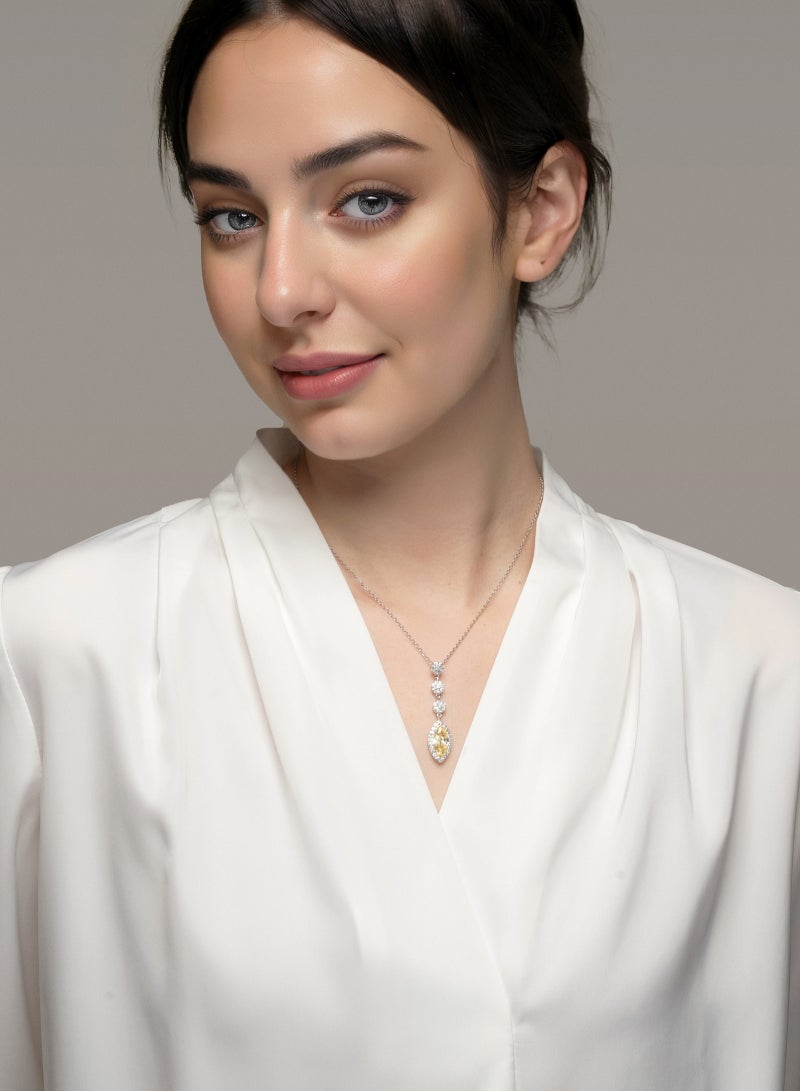 AWNL Golden Dawn Necklace for Women – Pendant with Yellow Zirconia Gemstone and Sterling Silver, Middle East Exclusive Collection  - Image 3