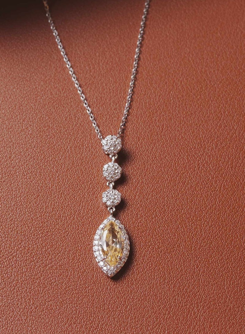 AWNL Golden Dawn Necklace for Women – Pendant with Yellow Zirconia Gemstone and Sterling Silver, Middle East Exclusive Collection  - Image 4