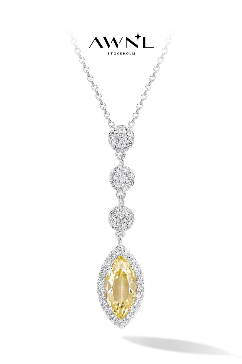 AWNL Golden Dawn Necklace for Women – Pendant with Golden Zirconia Gemstone and Sterling Silver, Middle East Exclusive Collection - Image 1