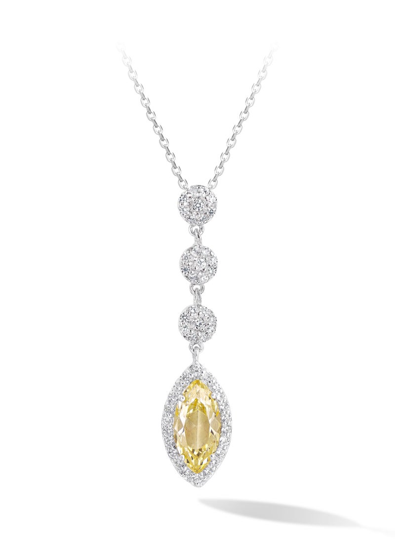 AWNL Golden Dawn Necklace for Women – Pendant with Yellow Zirconia Gemstone and Sterling Silver, Middle East Exclusive Collection  - Image 1
