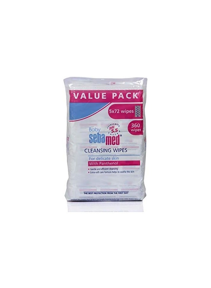 Sebamed Cleansing Baby Wet Wipes With Panthenol, Value Pack, Pack Of 5, 360 Count - Image 3