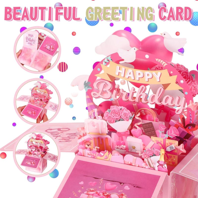 كاست ويف بطاقة عيد ميلاد سعيد للنساء، بطاقة تهنئة ثلاثية الأبعاد مع ظرف، صندوق عيد ميلاد مخصص للأم، الابنة، الزوجة، الأخت، الصديقة، الفتيات والاحتفالات العائلية - Image 5