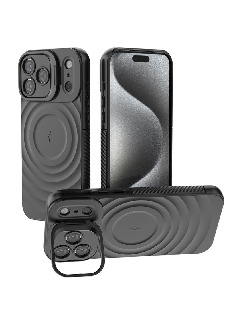 X-level for iPhone 17 Pro Case, Soft TPU Textured Anti-Slip Edge Grade Protective Cover [Compatible with MagSafe], Built-in Scratch-Resistant Back Case Cover Stand Phone Case Black - Image 1