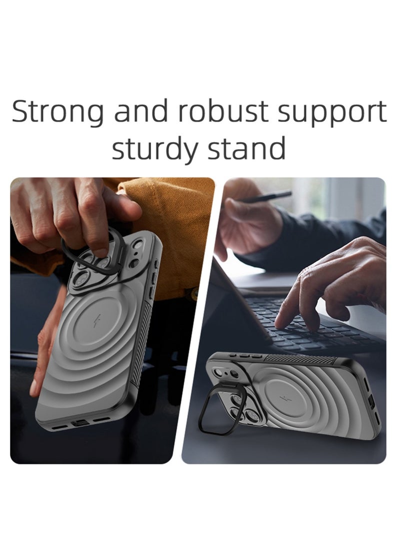 X-level for iPhone 17 Pro Case, Soft TPU Textured Anti-Slip Edge Grade Protective Cover [Compatible with MagSafe], Built-in Scratch-Resistant Back Case Cover Stand Phone Case Black - Image 5