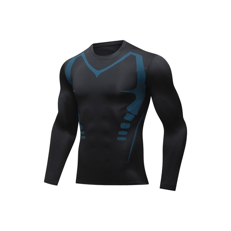 Cross-Mirror American Tight Men'S Sports Running Fitness Suit Quick-Drying Long-Sleeved T-Shirt High Elastic Training Vest