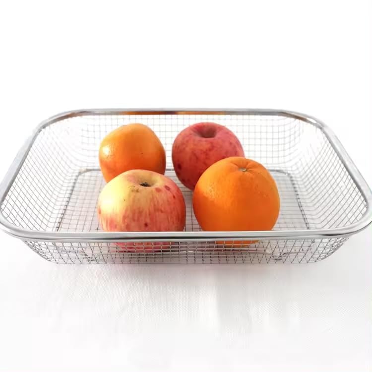 Snevad Air Fryer Basket for Oven, Small Fine Wire Mesh Stainless Steel Strainer Kitchen Colander for Strain Drain Washing Vegetables Fruits Basket for Frying Roasting Chips, Meat, Fish [29.5x22x6 CM] - Image 4