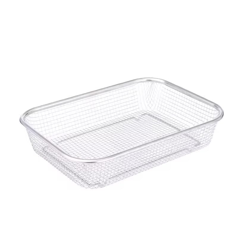 Snevad Air Fryer Basket for Oven, Small Fine Wire Mesh Stainless Steel Strainer Kitchen Colander for Strain Drain Washing Vegetables Fruits Basket for Frying Roasting Chips, Meat, Fish [29.5x22x6 CM] - Image 1
