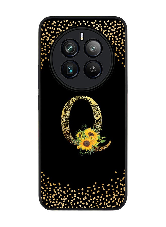 Stylizedd Rugged Black edge case for Realme 12 Pro / Realme 12 Pro Plus 5G, Custom Monogram Initial Letter Mandala Floral Pattern Alphabet-Q (Black) - Image 1