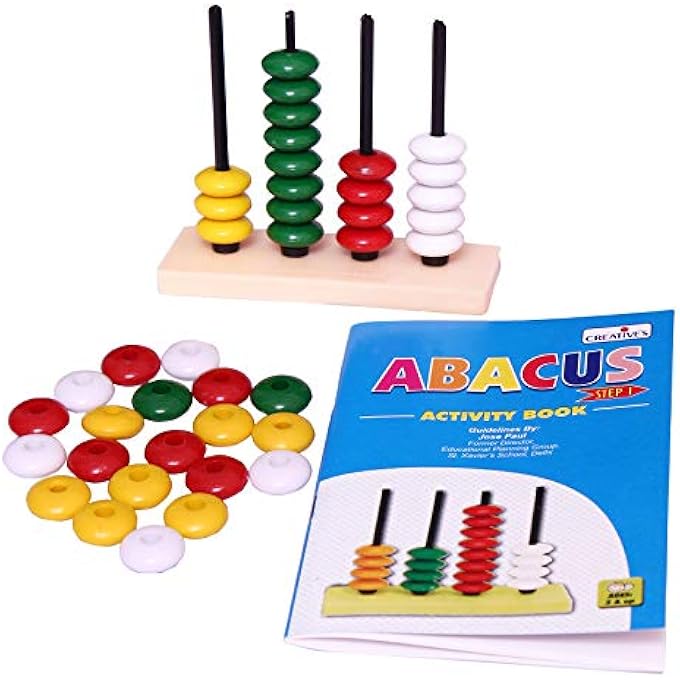 ABACUS STEP-1, PRACTICAL AND FUN WAY TO LEARN PLACE VALUE, ADDITION, SUBTRACTION, LEARNING & EDUCATIONAL, 4 ROD ABACUS & 40 BEADS IN 4 COLOURS, ACTIVITY BOOK INCLUDED, GIFT - AGES 5 & UP - Image 3