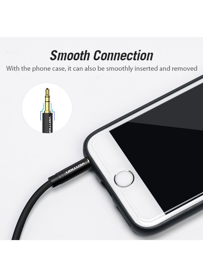 VENTION 3.5mm Male to 90° Male Audio Cable 0.5M Black Metal Type Model # BAKBD-T - Image 3