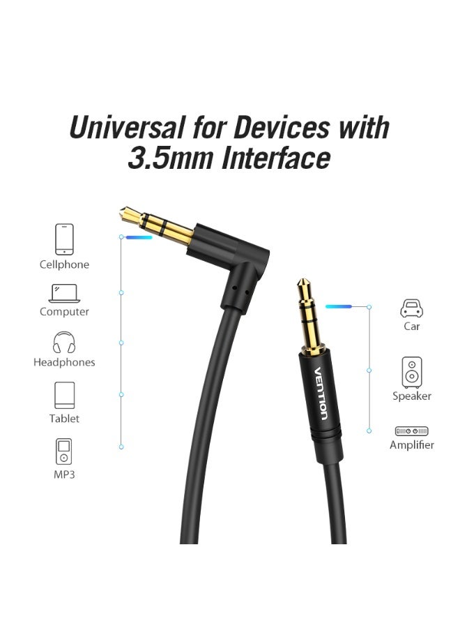VENTION 3.5mm Male to 90° Male Audio Cable 0.5M Black Metal Type Model # BAKBD-T - Image 2
