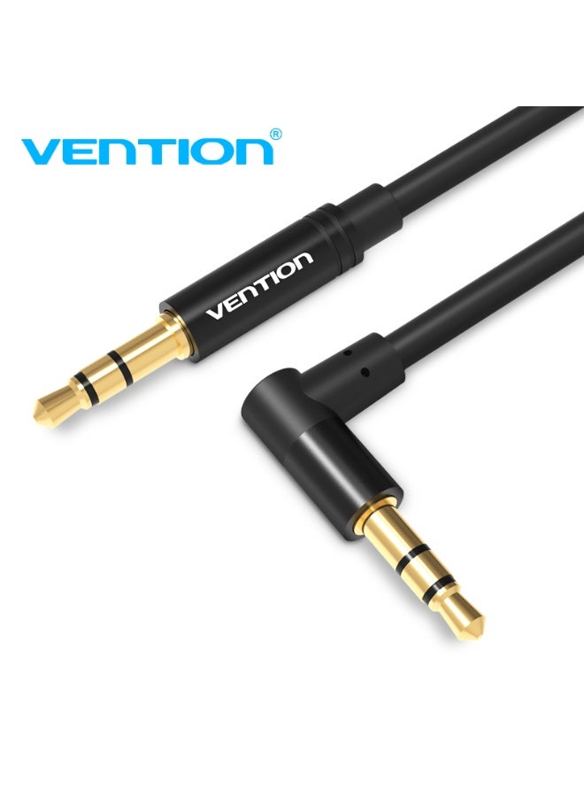 VENTION 3.5mm Male to 90° Male Audio Cable 0.5M Black Metal Type Model # BAKBD-T - Image 1