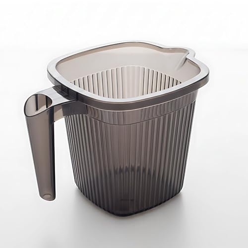 GALOOF Strong Plastic Bucket Mug Bathroom Set of 2 for Kitchen & Bathroom | Solid Color Striped Pattern Balti with Mug (Transparent Grey, 25 Liter Bucket + 1.5 Liter Mug) - Image 4