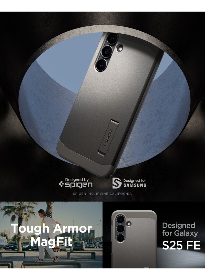 Spigen غطاء حماية Tough Armor MagFit AI لهاتف سامسونج جالاكسي S25 FE مع MagSafe (2025) - رمادي غامق - Image 2