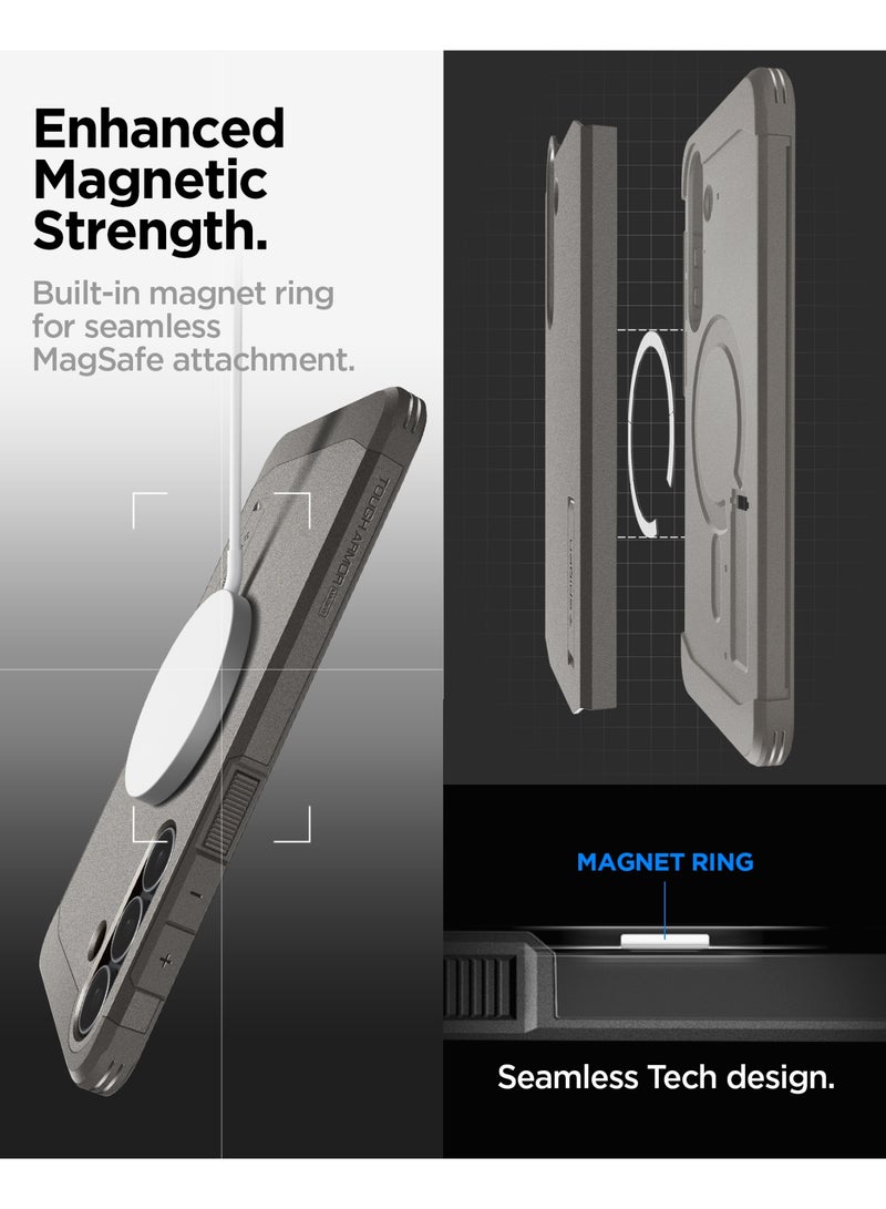 Spigen غطاء حماية Tough Armor MagFit AI لهاتف سامسونج جالاكسي S25 FE مع MagSafe (2025) - رمادي غامق - Image 3