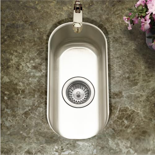 Houzer Club Stainless Steel Kitchen Bar & Prep Sink: 10 Inch Undermount Compact Oval Sink with Strainer & Bottom Grid, Durable & Versatile, Essential for Home & Apartment: CS-1105-C - Image 2