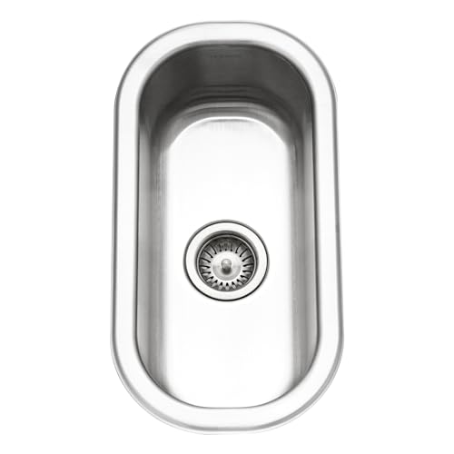 Houzer Club Stainless Steel Kitchen Bar & Prep Sink: 10 Inch Undermount Compact Oval Sink with Strainer & Bottom Grid, Durable & Versatile, Essential for Home & Apartment: CS-1105-C - Image 1