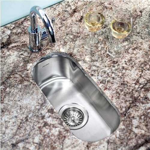 Houzer Club Stainless Steel Kitchen Bar & Prep Sink: 10 Inch Undermount Compact Oval Sink with Strainer & Bottom Grid, Durable & Versatile, Essential for Home & Apartment: CS-1105-C - Image 3