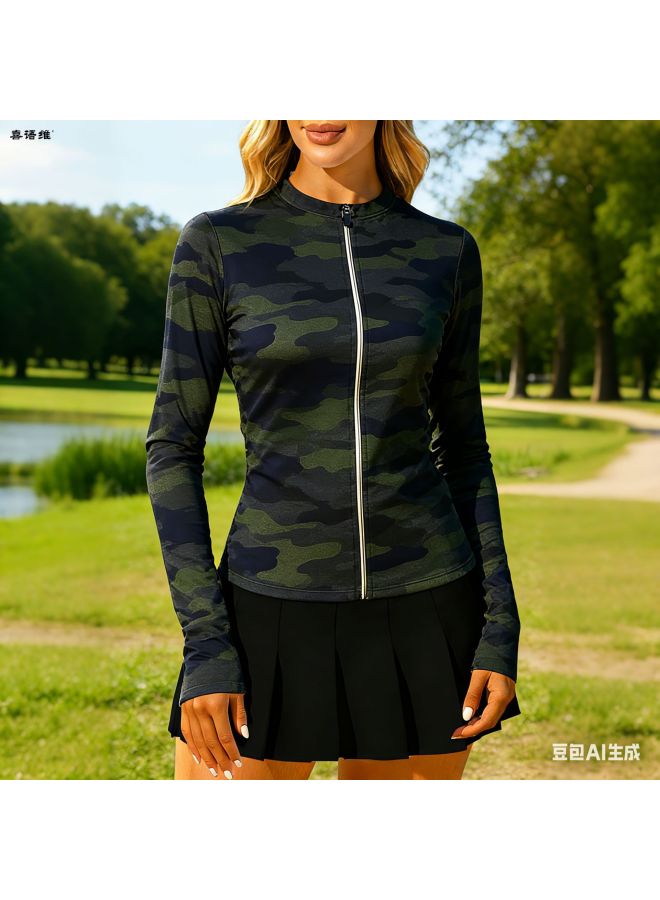 New 3d Printed Pattern Personalized Casual Fashion Long Sleeve Zipper Top Cycling Wear Women Spring Summer Style