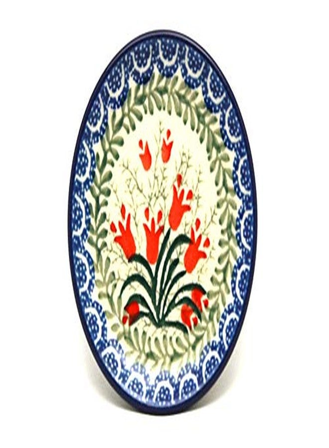 Polish Pottery Coaster - Crimson Bells