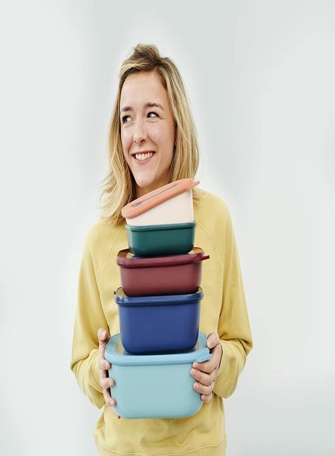 Mepal Cirqula 34oz/1,000ml Circular Rectangular Multi Food Storage & Serving Container with Transparent Lids | Perfect for Food Prep | Microwave & Dishwasher Safe | Vivid Blue | Made in Holland - Image 4