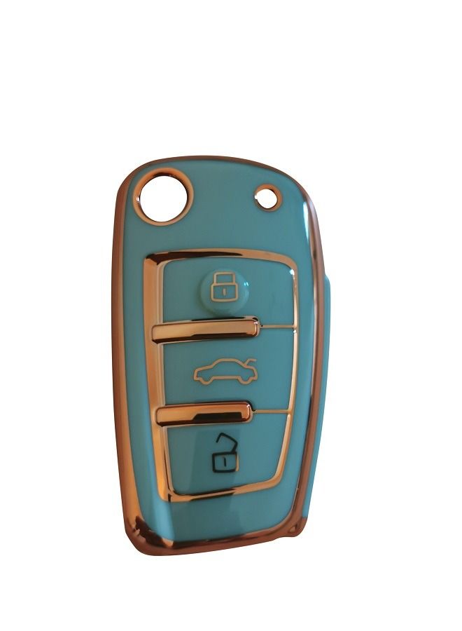Generic Audi Car Key Cover, Soft Premium TPU Car Key Cover, Smart Key Fob Cover, Key Holder Key Chain A3 Q3 R8 3 Button  - Image 1