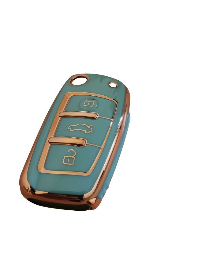 Generic Audi Car Key Cover, Soft Premium TPU Car Key Cover, Smart Key Fob Cover, Key Holder Key Chain A3 Q3 R8 3 Button  - Image 2