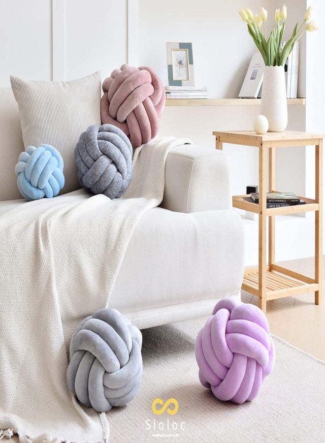 Sioloc Soft Knot Ball Pillows,Round Throw Pillow Cushion Home Decoration Plush Pillow,Throw Knotted Pillow Handmade Round Plush Pillow（7.8inches,Blush） - Image 2