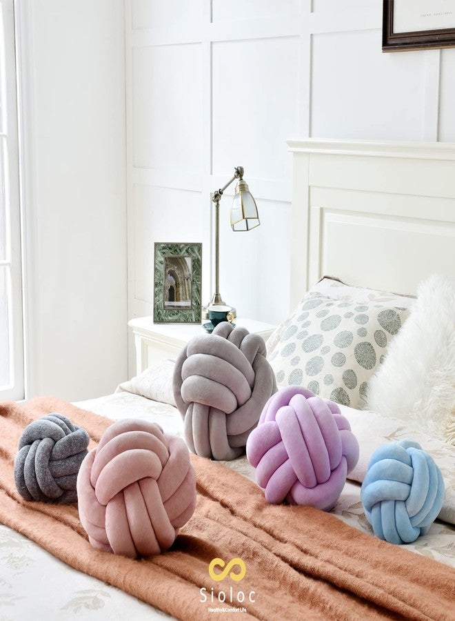 Sioloc Soft Knot Ball Pillows,Round Throw Pillow Cushion Home Decoration Plush Pillow,Throw Knotted Pillow Handmade Round Plush Pillow（7.8inches,Blush） - Image 3