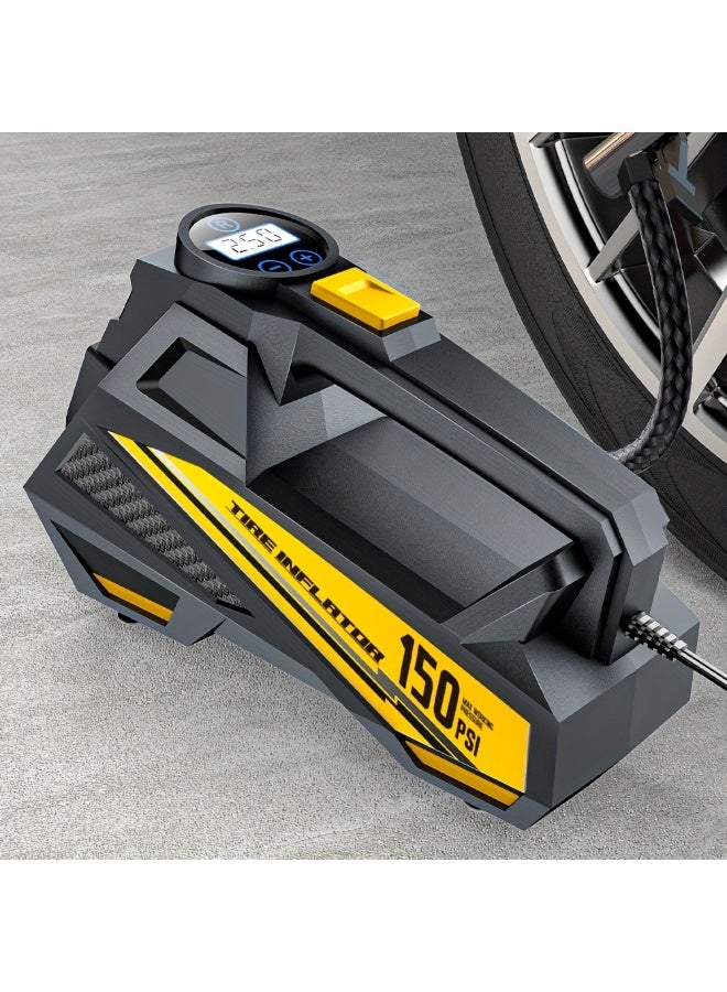 NIBEMINENT Digital Tire Inflator with LED Light - Portable Air Compressor Pump for Cars, Motorcycles & Bicycles & Toys, 150 PSI, DC 12V,Auto Shut-Off,No Battery Needed, High-Pressure Inflator - Image 1