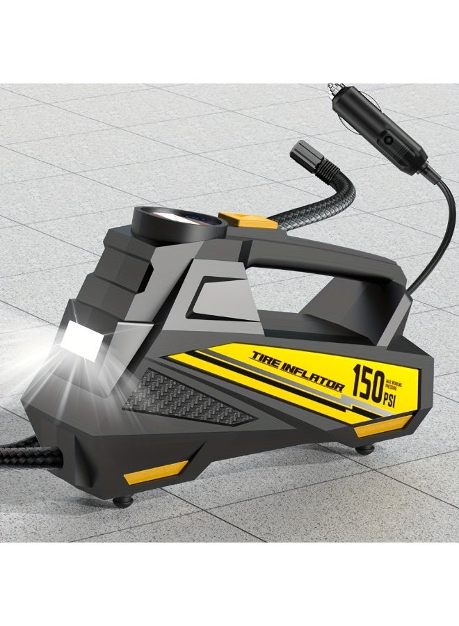 NIBEMINENT Digital Tire Inflator with LED Light - Portable Air Compressor Pump for Cars, Motorcycles & Bicycles & Toys, 150 PSI, DC 12V,Auto Shut-Off,No Battery Needed, High-Pressure Inflator - Image 5