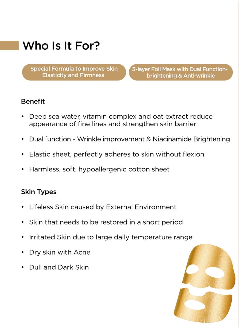 Banobagi Vita Cocktail Foil Mask Age Dual Function Face Mask Skincare Korean Sheet Mask Brightening & Anti-Wrinkle Boosts Elasticity & Firmness Pack of 3  - Image 2
