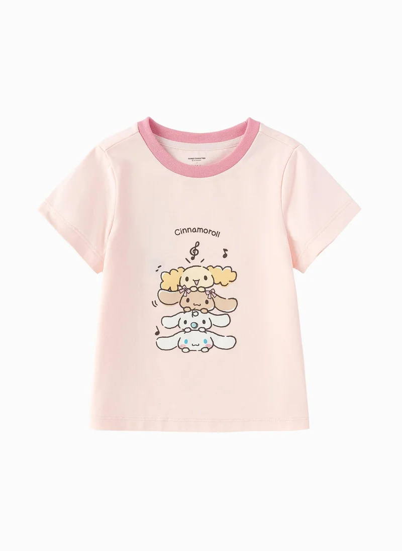 Toddler Girls Round v-neck short-sleeved T-shirt