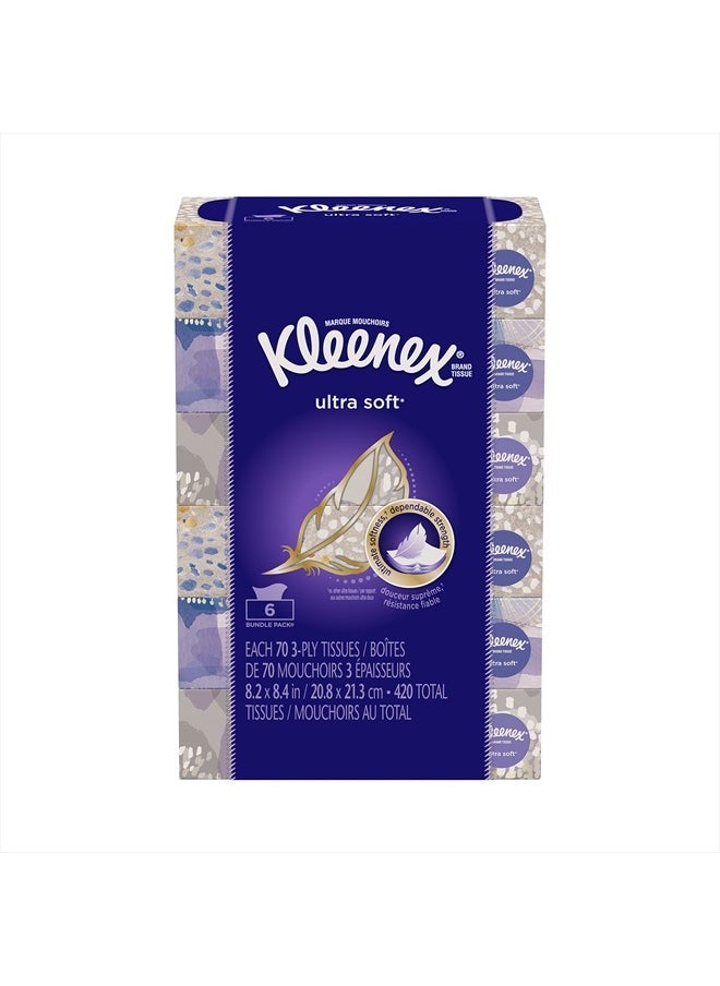 Kleenex Ultra Soft & Strong Facial Tissues,70 Count 8.2 x 8.4in pack of 6 