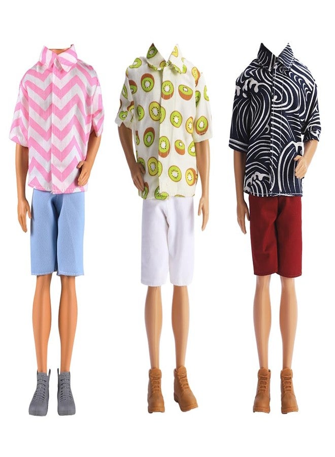 E-TING 3 Sets Casual Wear T-Shirt Jackets Pants Pack Clothes with 3 Pairs Shoes for 12 inch Doll - Image 4