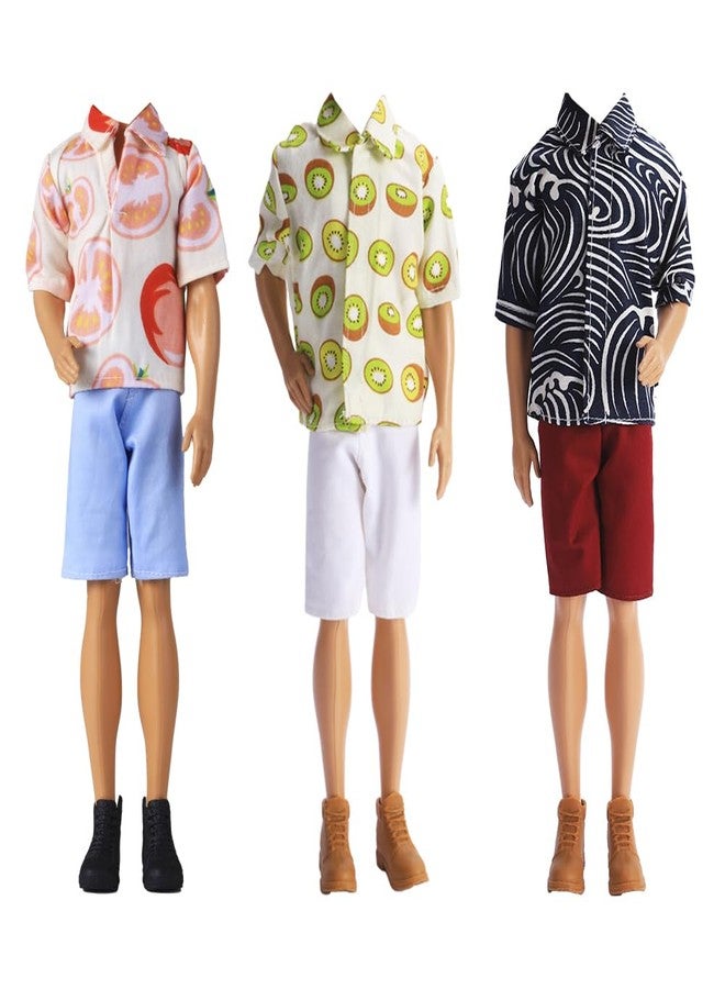 E-TING 3 Sets Casual Wear T-Shirt Jackets Pants Pack Clothes with 3 Pairs Shoes for 12 inch Doll - Image 5