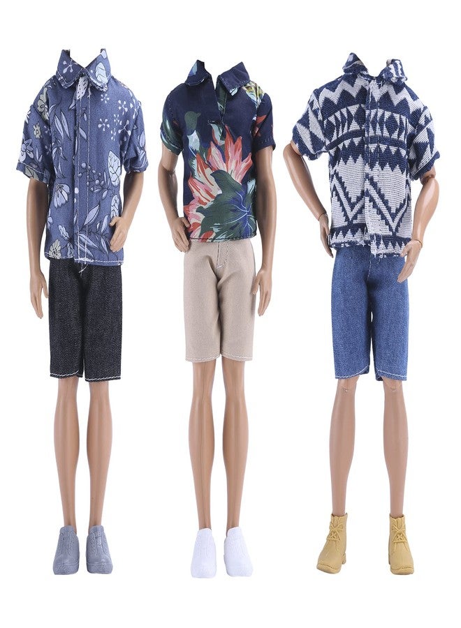 E-TING 3 Sets Casual Wear T-Shirt Jackets Pants Pack Clothes with 3 Pairs Shoes for 12 inch Doll - Image 3