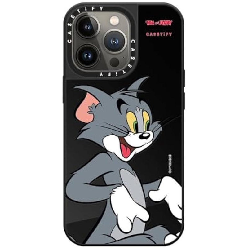 Casetify Mirror Case for iPhone 13 Pro 【Tom and Jerry Colab/Reflective / 4.9ft Drop Protection/Compatible with Magsafe】 - Tom Character - Black on Black - Image 3