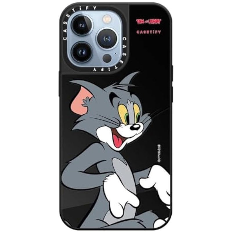 Casetify Mirror Case for iPhone 13 Pro 【Tom and Jerry Colab/Reflective / 4.9ft Drop Protection/Compatible with Magsafe】 - Tom Character - Black on Black - Image 1