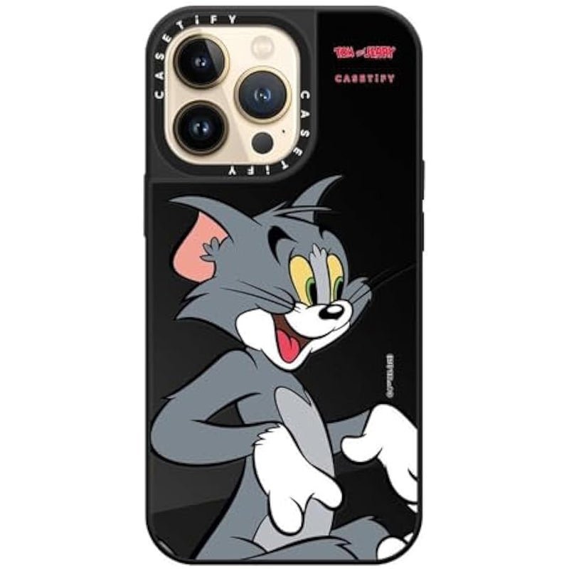 Casetify Mirror Case for iPhone 13 Pro 【Tom and Jerry Colab/Reflective / 4.9ft Drop Protection/Compatible with Magsafe】 - Tom Character - Black on Black - Image 4
