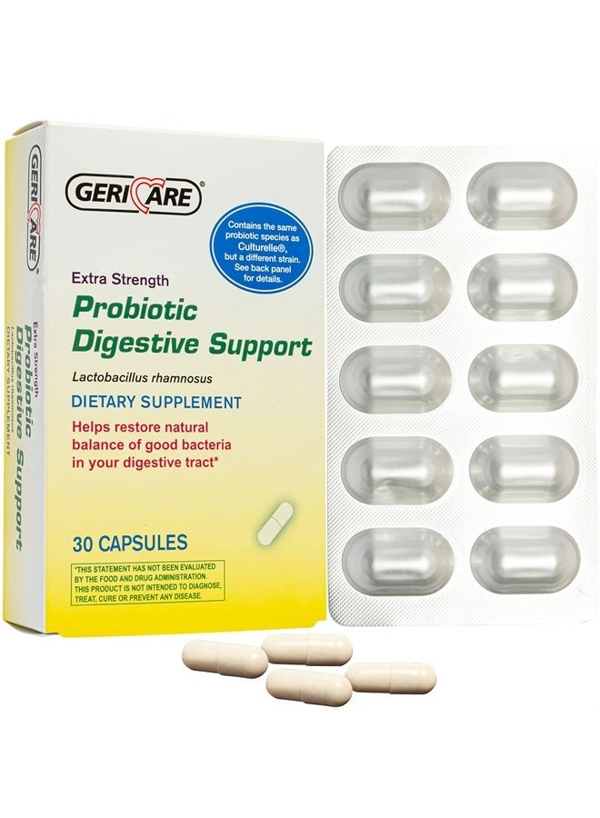 GeriCare Probiotic Digestive Support | Extra Strength 20 Billion CFU Lactobacillus Rhamnosus R-11 Daily Probiotic | Keeps Your Digestive System Balanced | 30 Capsules - Image 1