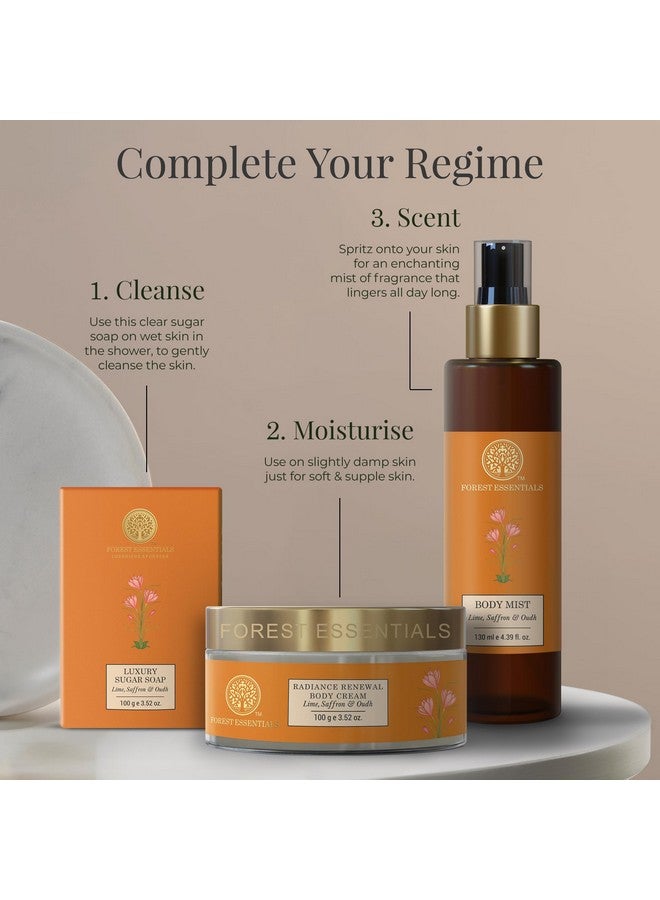 Forest Essentials Radiance Renewal Body Cream Lime Saffron Oudh | Ayurvedic Moisturising Body Cream For Dry Skin | Shea Butter & Oudh Essential Oil For Glowing Skin - Image 5