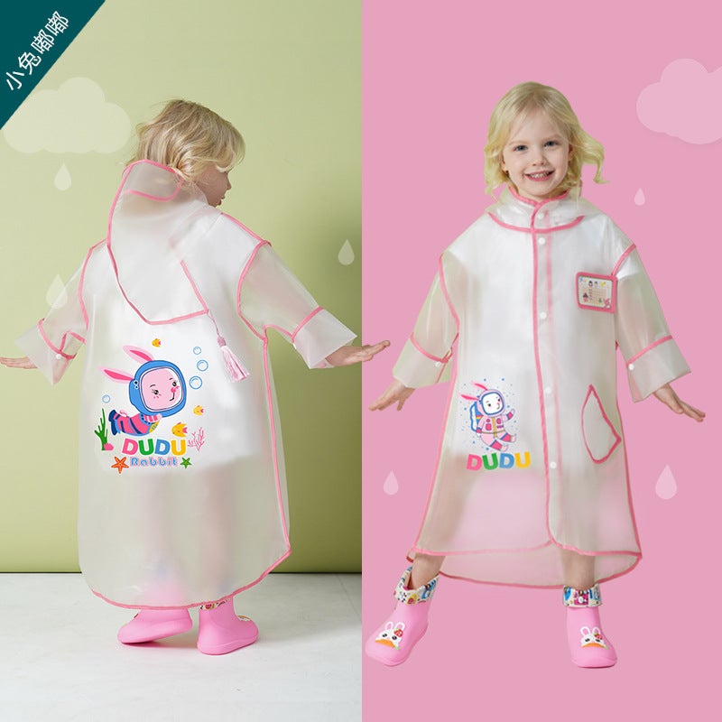 Little Dinosaur Children Raincoat Cartoon Kindergarten Baby Children Primary School Students Transparent Raincoat Boys And Girls - Image 1