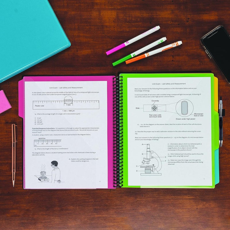 Samsill منظم مشاريع حلزوني فاخر من سامسيل بسعة 24 جيب مع حامل دفتر ملاحظات قابل للتعبئة غلاف أمامي قابل للتخصيص 12 فاصل مع علامات قابلة للمسح بألوان عصرية - Image 5