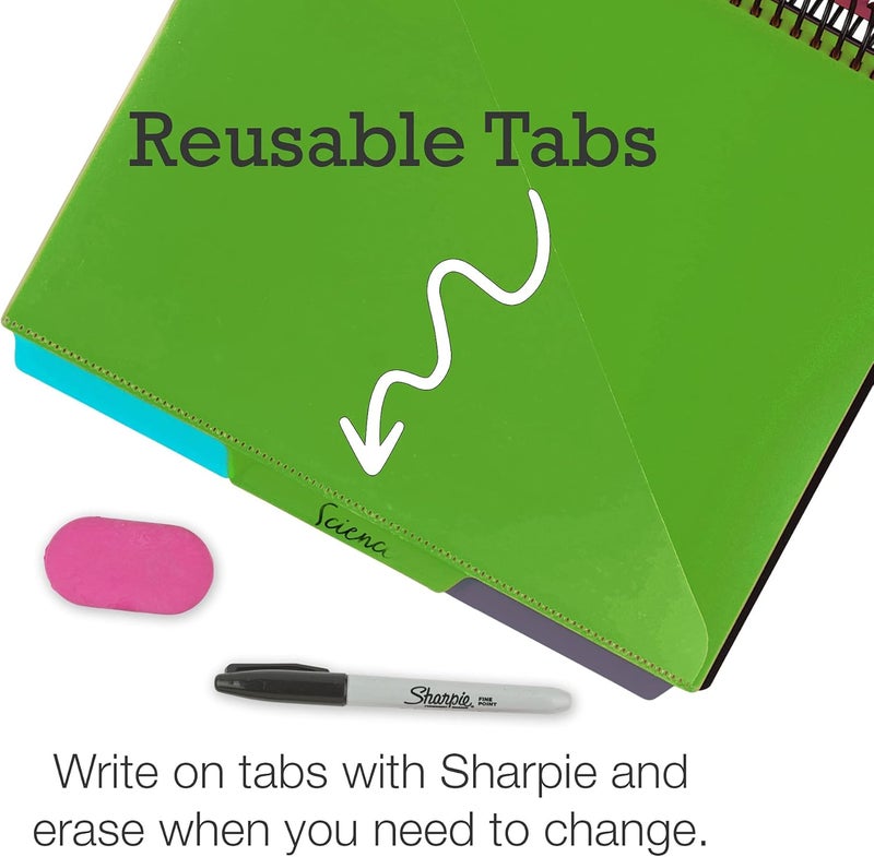 Samsill منظم مشاريع حلزوني فاخر من سامسيل بسعة 24 جيب مع حامل دفتر ملاحظات قابل للتعبئة غلاف أمامي قابل للتخصيص 12 فاصل مع علامات قابلة للمسح بألوان عصرية - Image 4