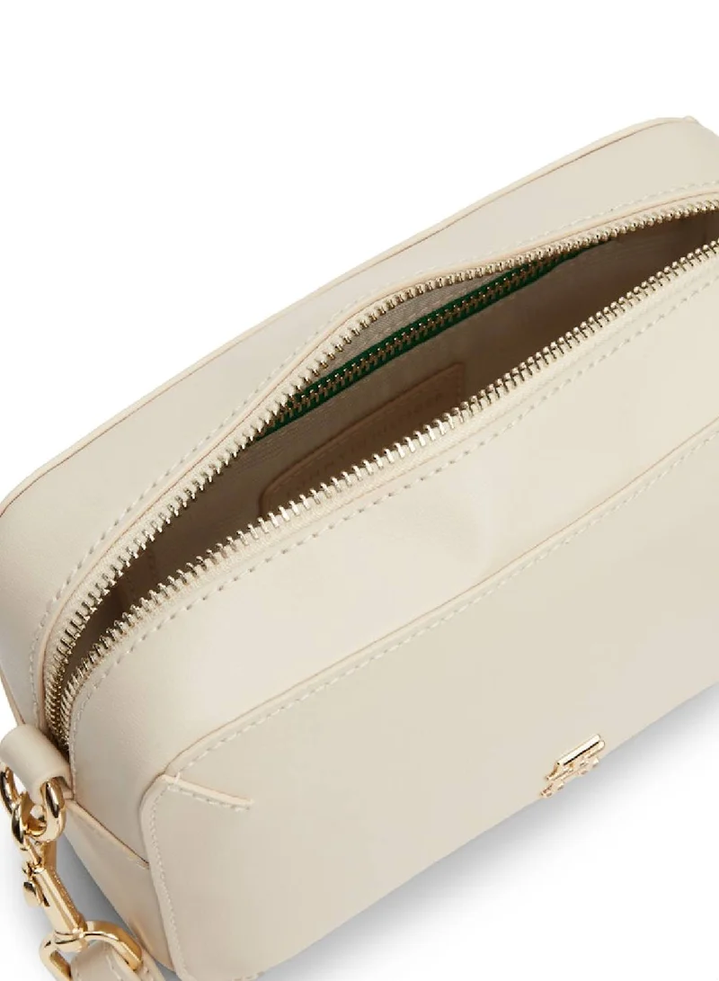 TOMMY HILFIGER Women's Chic Crossover Camera Bag - Faux Leather, Beige